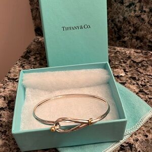 Tiffany & Co 18k Yellow Gold Hook & Eye Loop Sterling Silver Bracelet
